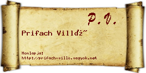 Prifach Villő névjegykártya
